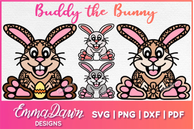 BUDDY THE BUNNY SVG, EASTER DESIGN 4 DESIGNS INCLUDED