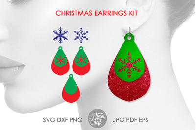 Snowflake earring SVG, Christmas earrings