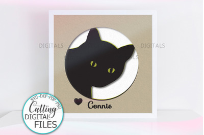 Cat face Shadow Box Light box svg dxf layered cut out file