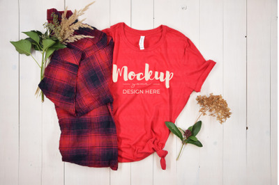 Red Shirt Mockup&2C; Lumberjacket