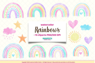 Watercolor Rainbows Clipart