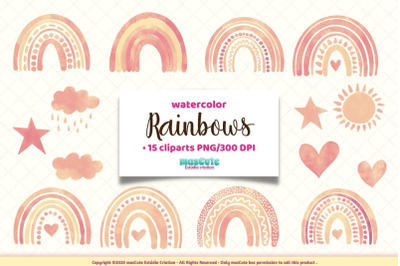 Watercolor Rainbows Clipart