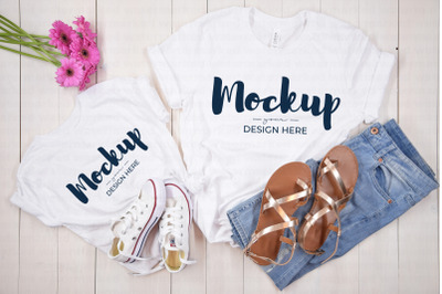 Mother and Daughter White Summer Shirt Mockup