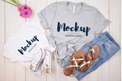 Mother and Daughter Summer T-Shirt Mockup