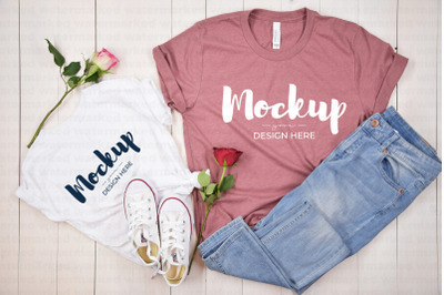 Mommy and Me Shirt Mockup&2C; Mothers Day&2C; Roses
