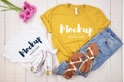 Yellow Mother Daughter T-Shirt Mockup