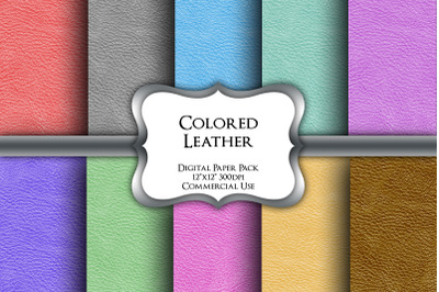 Colored Leather Textures Digital Paper Pack