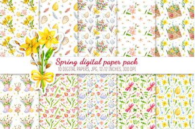 Digital Scrapbook Paper Pack. Hello spring