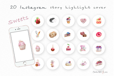 Watercolor bakery instagram highlight icons