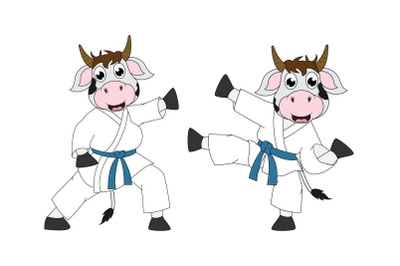 cute cow cartoon karate