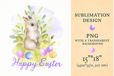 Happy Easter. Sublimation design with Bunny