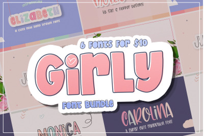 The Girly Font Bundle (Font Bundles, Girly Fonts, Craft Fonts)