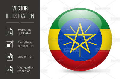 Round glossy icon of Ethiopia