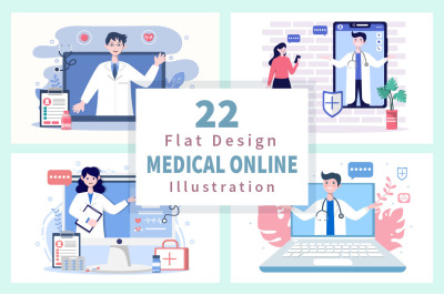 22 Online Doctor Medical Information Flat Design