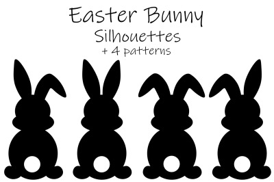 Bunny Silhouettes. Bunny Silhouettes pattern. Bunny SVG