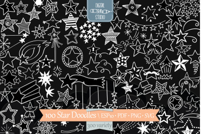White Star Doodles | Hand Drawn Constellation, Shooting Star, Garland