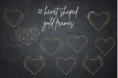 Heart Shaped Gold Frames, Geometric Gold Frames