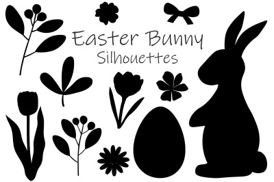 Easter Bunny Silhouettes. Bunny flowers. Easter Bunny SVG