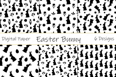 Bunny Silhouettes pattern. Happy easter pattern. Bunny SVG