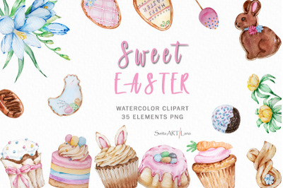 Watercolor Easter Sweets Clipart
