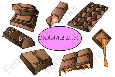 bundle of vector illustrations of chocolate slices