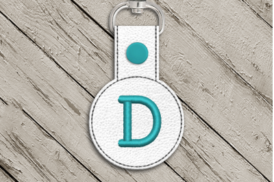 Letter D ITH Round Key Fob | Applique Embroidery