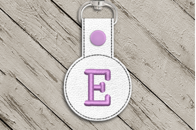 Letter E ITH Round Key Fob | Applique Embroidery