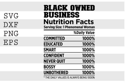 Black owned business nutrition facts ... SVG