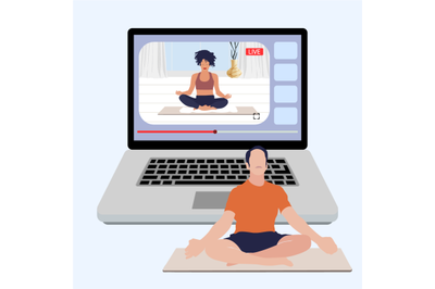 Yoga meditation online, live stream sport, live training, fitness pose