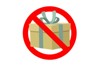 Banned gift, symbol present prohibit icon. Vector prohibit surprise