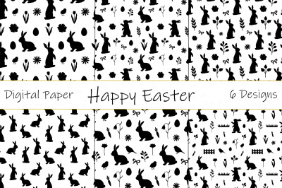 Bunny Silhouettes pattern. Easter Bunny pattern. Bunny SVG
