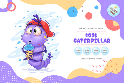 Cool cartoon caterpillar.