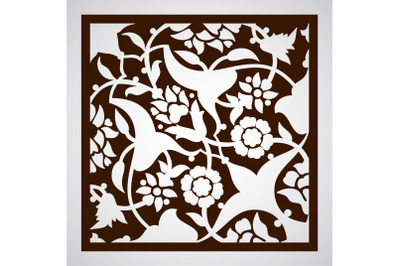 Laser cut floral arabesque ornament pattern vector. Template cutting w