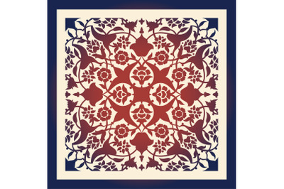 Laser cut floral arabesque ornament pattern vector. Template cutting w