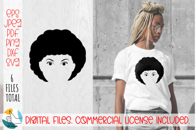 Black woman SVG Cut file. Afro girl SVG.