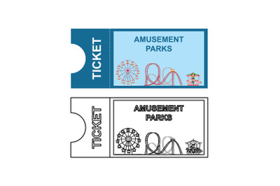 Amusement Parks Ticket Fill Outline