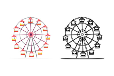 Amusement Parks  Ferris Wheel fill Outline Icon