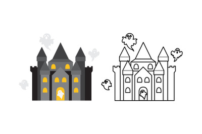 Amusement Parks Haunted House Icon Graphic