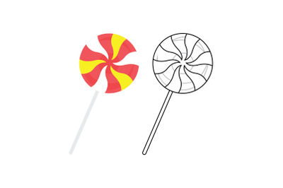 Amusement Parks lollipops Outline Graphic