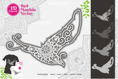 Bird Mandala #7 SVG 3D Layered