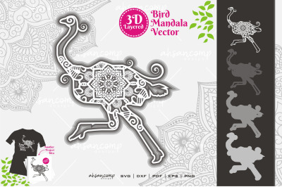 Bird Mandala #11 SVG 3D Layered