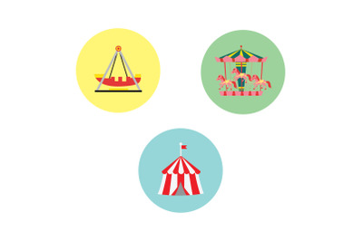 Amusement Parks Circus fill bundle icon