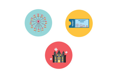 Amusement Parks ticket fill bundle icon