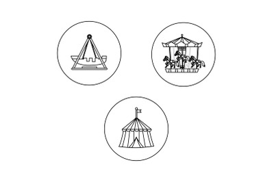 Amusement Parks Circus outline Bundle