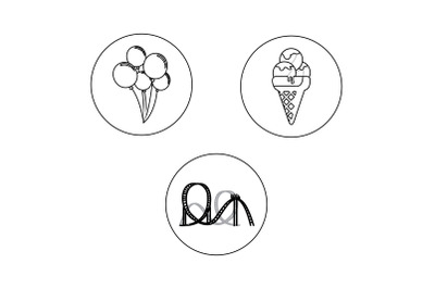 Amusement Parks Cotton Candy outline Bundle icon