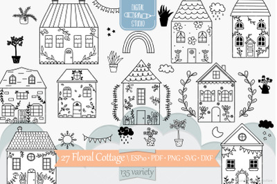 Floral Cottage Doodles | Home, Nature, Cute House, Flower, Plants