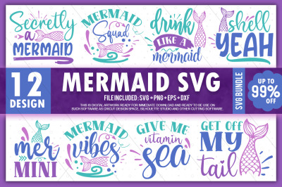 Mermaid SVG Bundle&2C; Mermaid Tail&2C; Mermaid Party