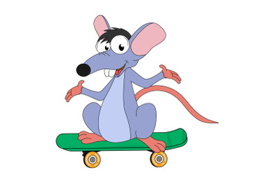 cute mouse cartoon with skate board