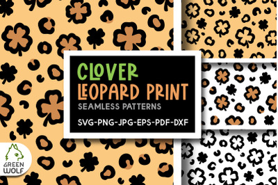 Clover leopard print svg St patricks day seamless patterns Clover svg