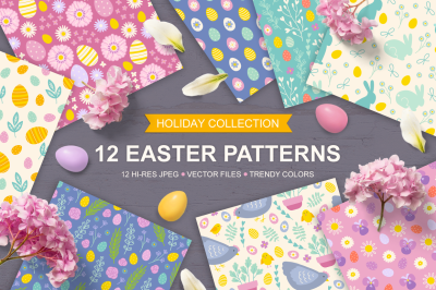 12 Easter Seamless Patterns